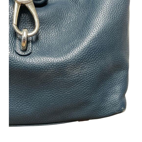 Dooney & Bourke Logo Lock Dark Teal Pebbled Leather Hobo Shoulder Bag - Picture 2 of 6